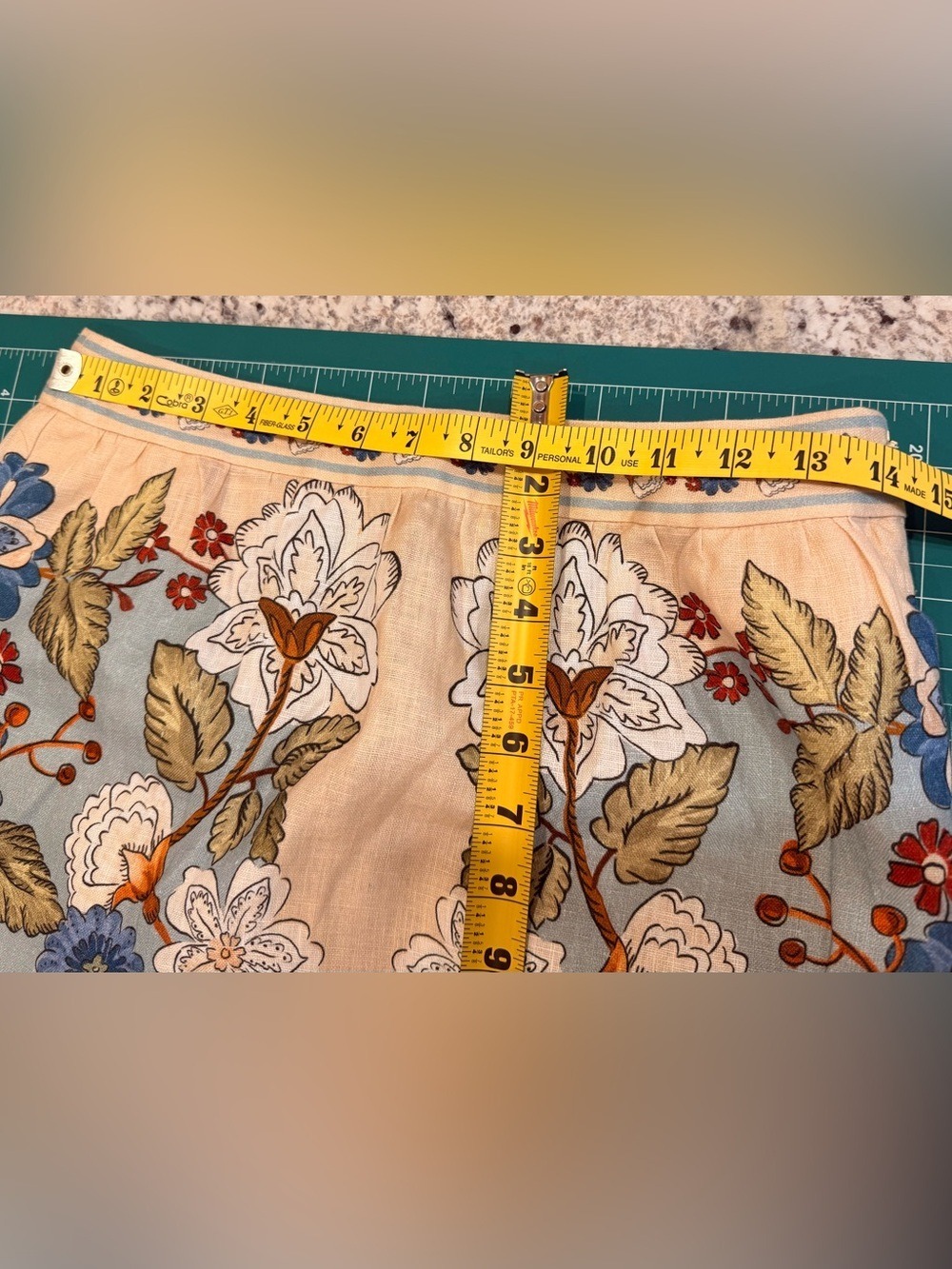 NWT FARM Rio Garden Scarf Blue Linen Midi Skirt S - Picture 3 of 16